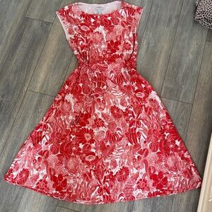 H&M Red Floral Midi Dress